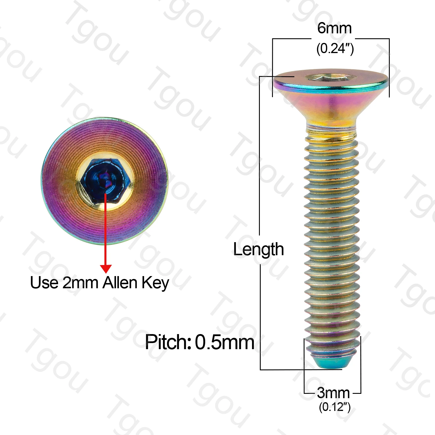 Tgou-titânio parafuso m3x6/8/10/12/15/18/20mm, para o reparo da bicicleta, cabeça chata, 4pcs