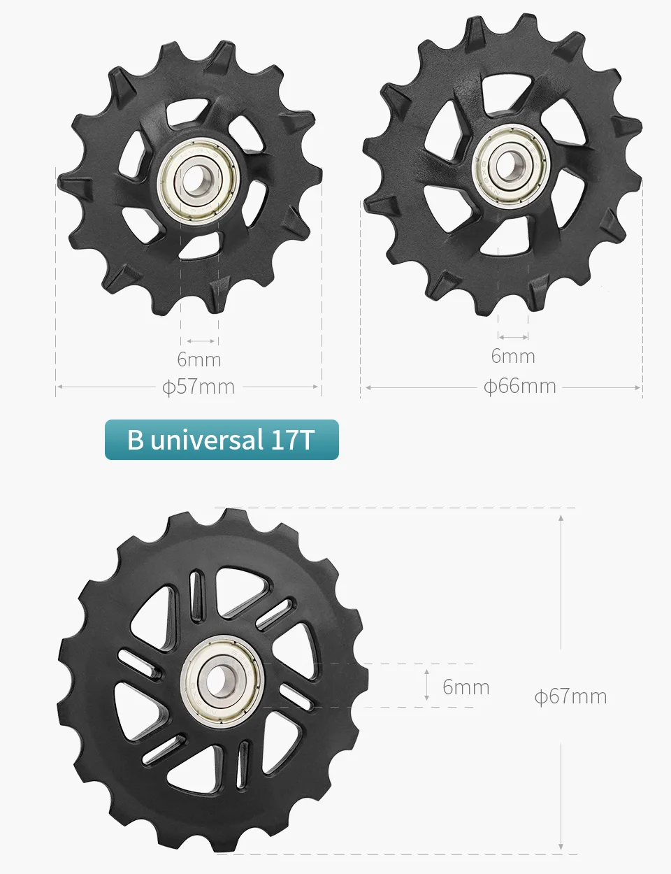 JSHOUBIKE Fahrrad Riemenscheibe Lager Rad 11T 12T 13T14T15T16T17T Rennrad Führungsrad für Shimano Sram MTB Jockey Schaltwerk – Detail 10
