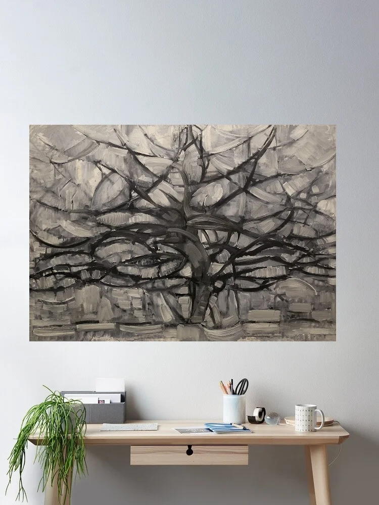 Piet mondrian, l'albero girgio,Art Picture Print Silk Poster Home Wall Decor