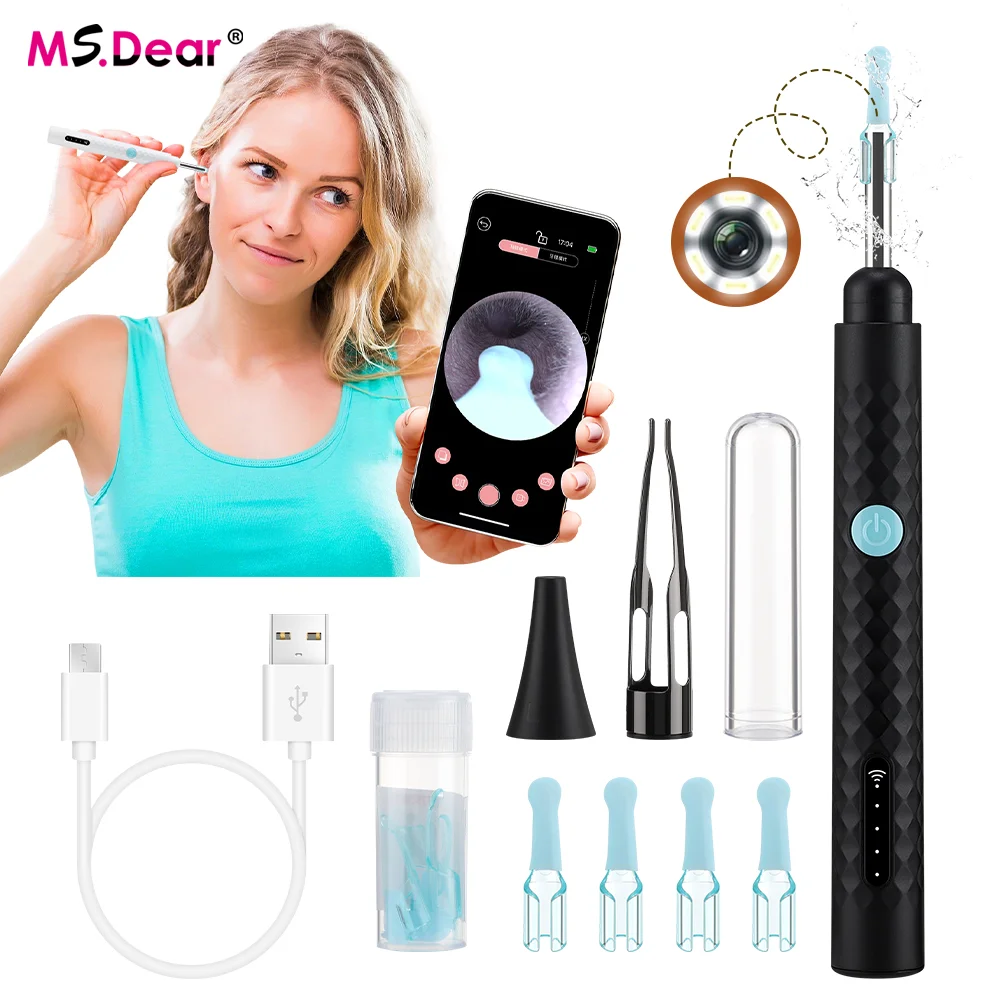 

Smart Visual Earwax Cleaner with Camera Earwax Removal Tool Kit 2-in-1 Ear Scoops & Tweezers HD Endoscope Earwax Remover