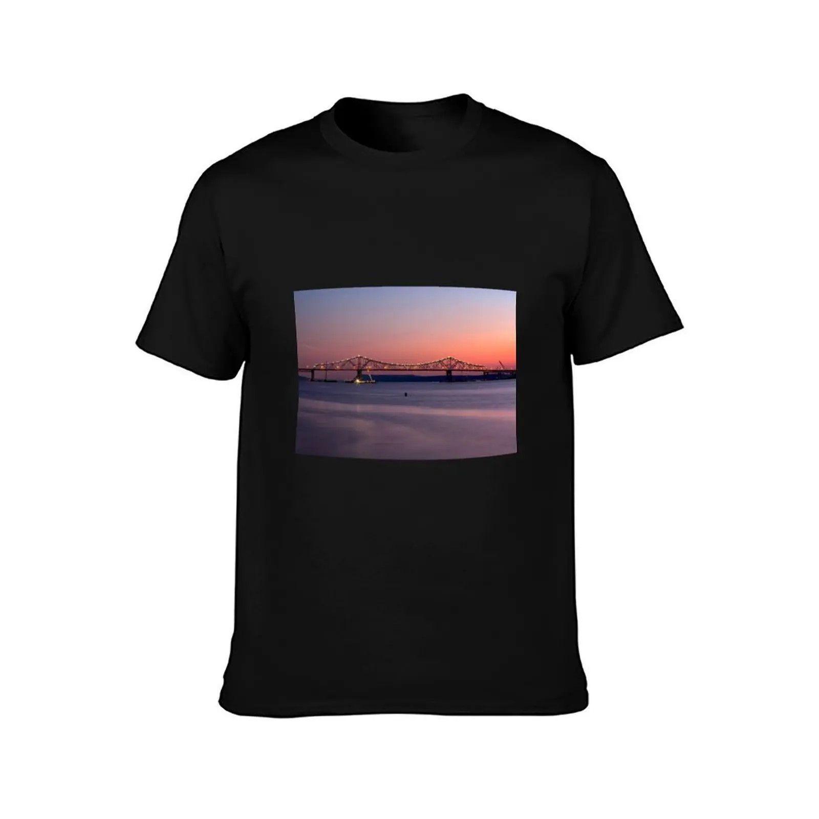 Tappan Zee Bridge T-Shirt, Summer Casual Cotton Tee, Oversized Streetwear Tops, Vintage Graphic Print, Loose Fit Short Sleeve