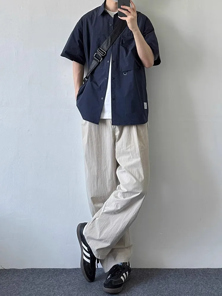 

American Retro Functional Workwear ort Sve irt Loose Casual ex Summer New Sle f Sve irt Jaet