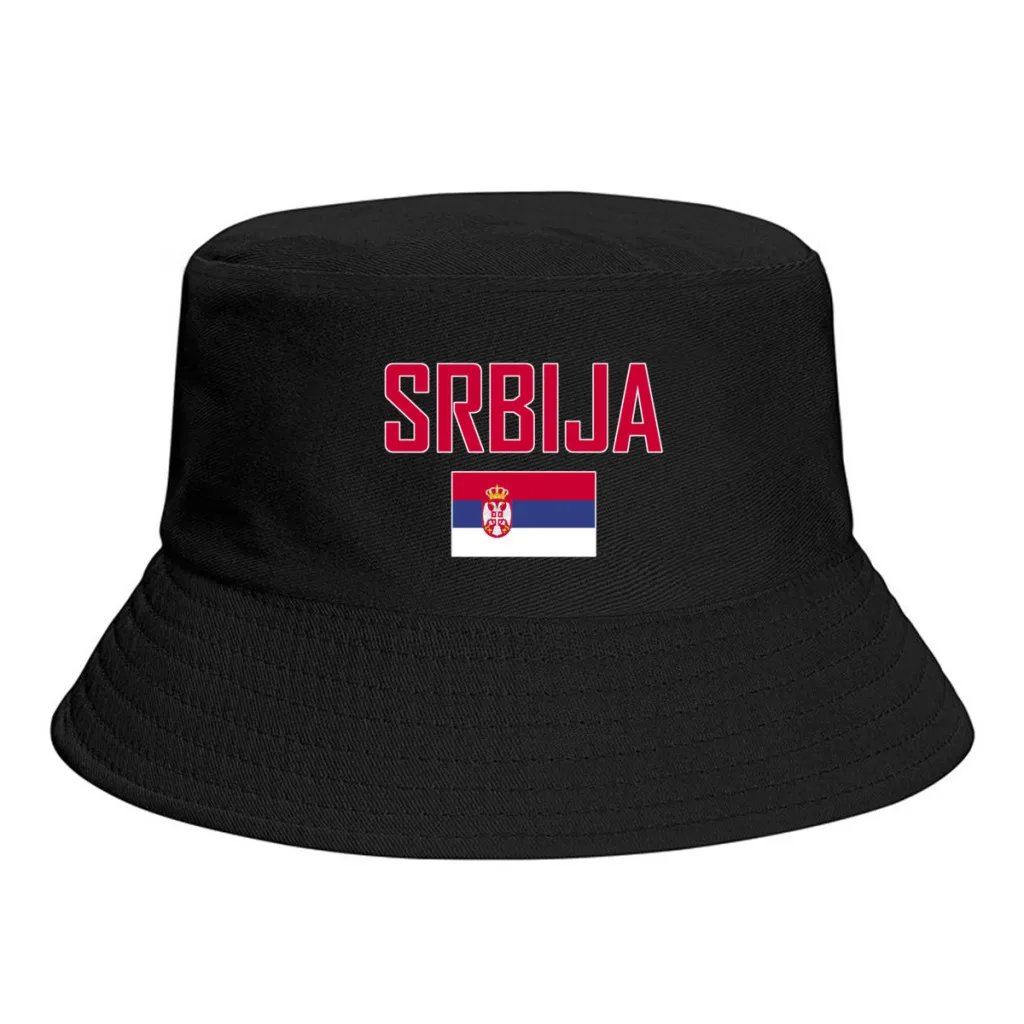 serbia Flag Bucket Hats Print Cool Fans Sun Shade Simple Classic Outdoor Summer Fisherman Caps Fishing Cap