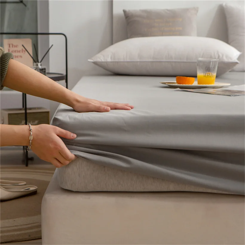 100% Egyptian Cotton Fitted Sheet with Elastic Bands 600 Thread Count Cotton Non-Slip Adjustable Mattress Cover for All Size Bed