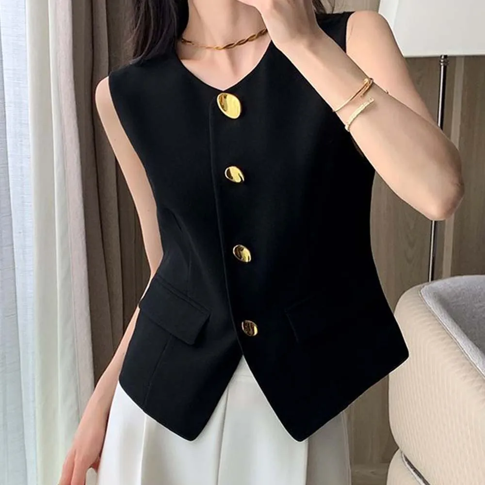 2026 Spring Suit Vest Women's Black Slim Skinny Popular Temperament Versatile Sleeveless Top Thin Fashion