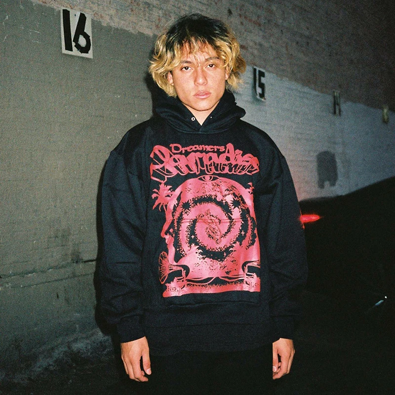 

Punk Style Letter Print Loose Hoodie Men Y2K High Street Harajuku Sportswear Comfortable Pullover Sweater