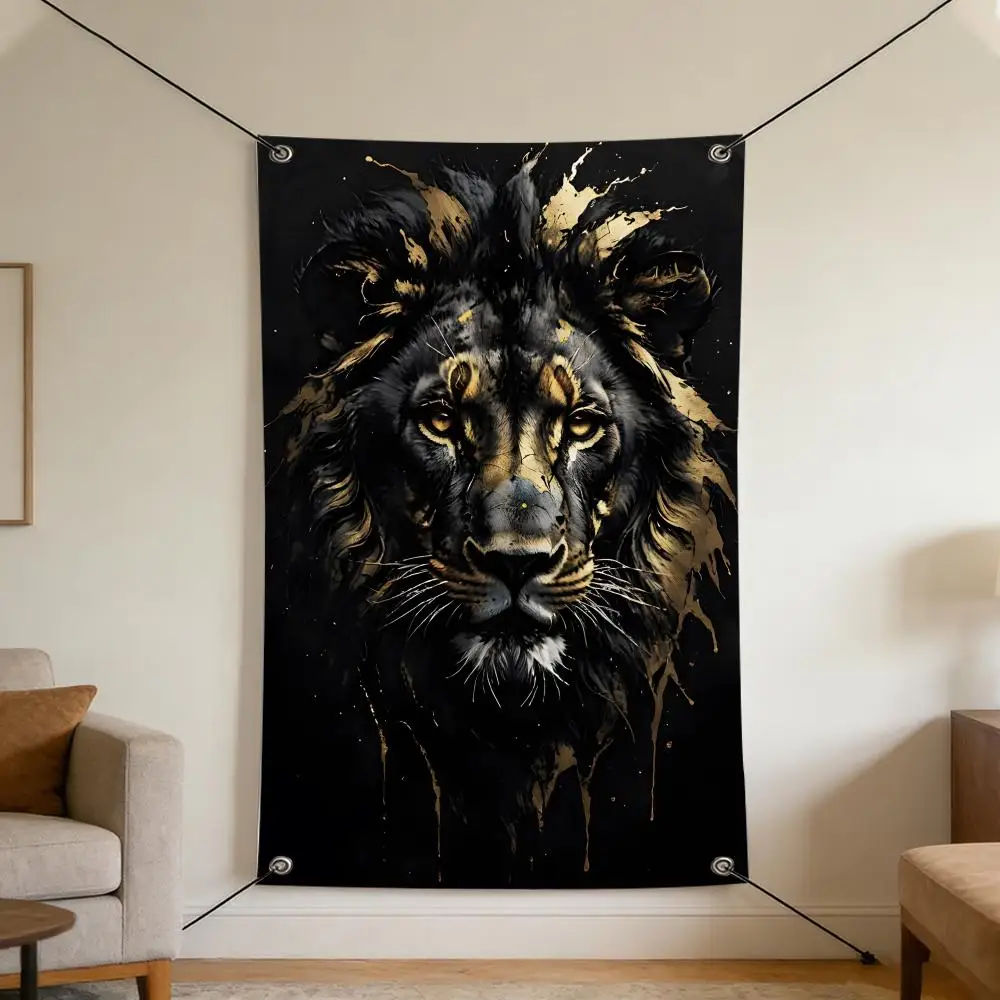 Totem-Design B-Black G-Gold E-Eagle L-Lion Flags Cozy Home Flag 4 Grommets Anti-Wrinkle Waterproo  Indoor