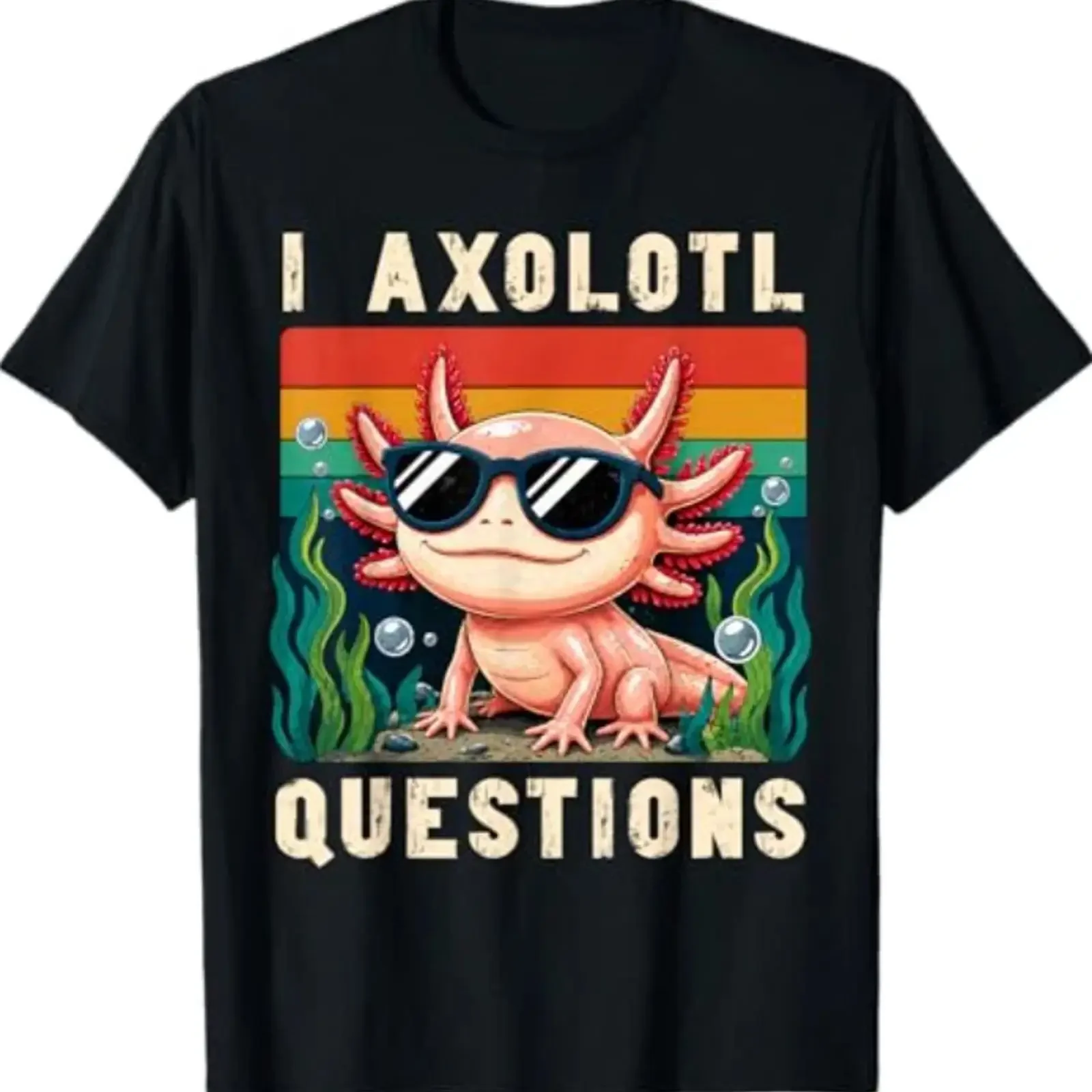I Axolotl Fragen Erwachsene Retro T-Shirt Bild 1 von 2 Vintage gewaschen, dehnbar, atmungsaktiv, Streetwear, lässige Mode, leicht