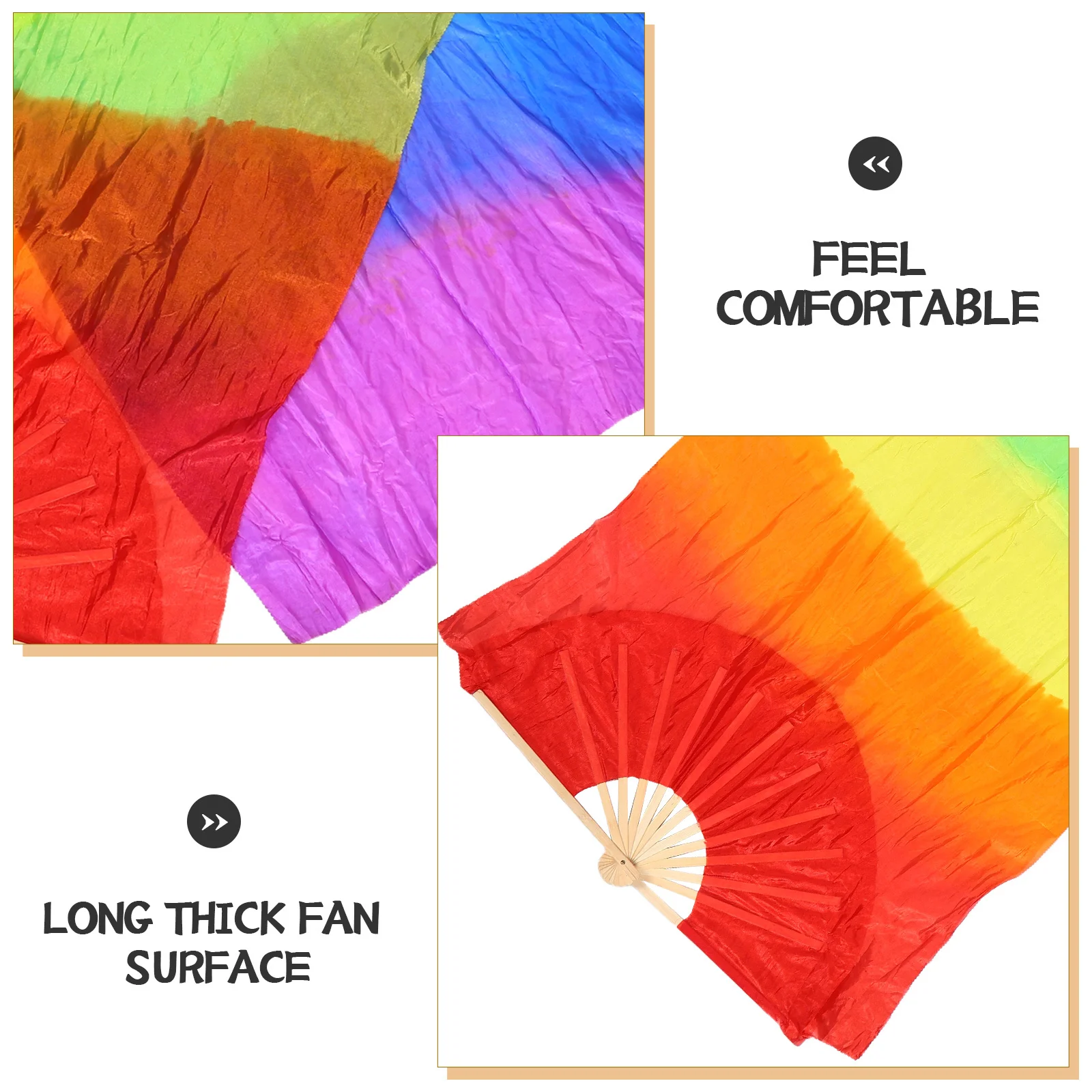 مروحة الرقص التدرج الملونة 180 سنتيمتر طويلة الرقص الشرقي الحرير الحجاب مرحلة الأداء الدعامة مروحة اليد خفيفة الوزن للنساء