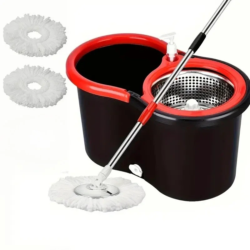 heavy-duty-360°-spin-mop-bucket-system-wringer-microfiber-mop-heads-adjustable-handle-easy-floor-cleaning-grey