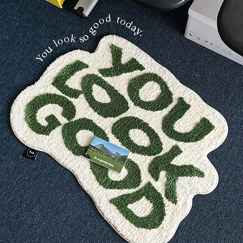 Water-absorbent Non-slip Letter Imitation Cashmere Simple Home Decoration Indoor Carpet