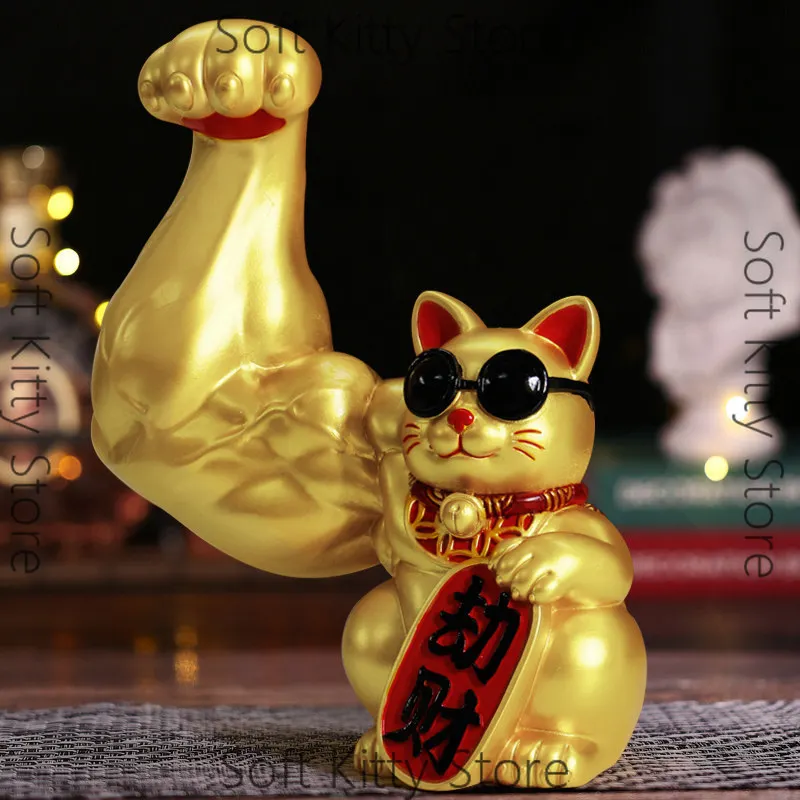 Lucky cat vigorously muscles Lucky cat front desk high-end gifts practical checkout page ornament