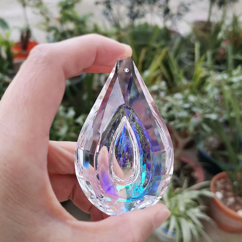 76mm Rainbow Crystal Prism Loquat Suncatcher Rainbow Maker Chandelier Parts Hanging Pendant Home Wedding Decor sun catchers