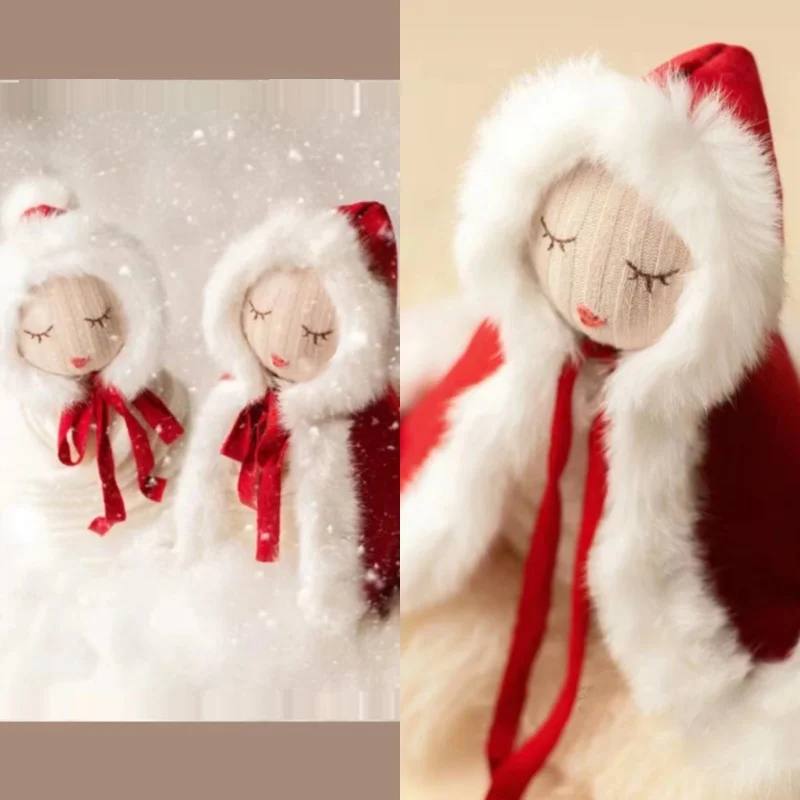 Newborn Photography Props Christmas Red Hat Little Red Riding Hood Cape Photo Hat Photography Accessoris