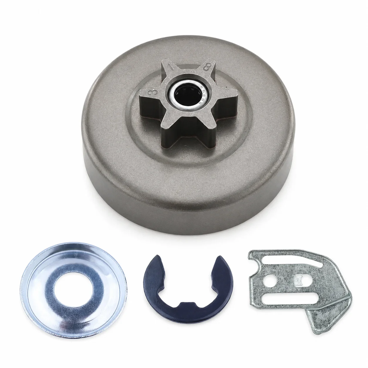 For Poulan P3314 P3314WS P3416 P3516PR P4018 P4218 6T Clutch Drum & 530057910 Plate Kit & E-Clip Replaces 501628301 530057907