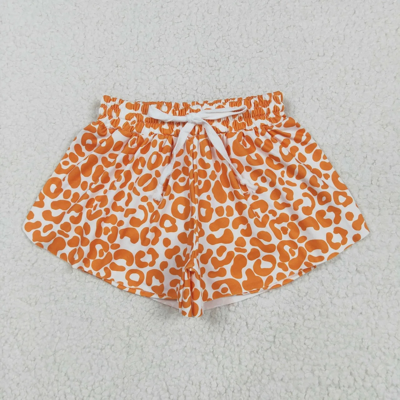 

Wholesale Kids Wear Children Clothes Baby Girl Shorts Bottoms Toddler Breathable Orange Leopard Ruffle Elastic Clothing