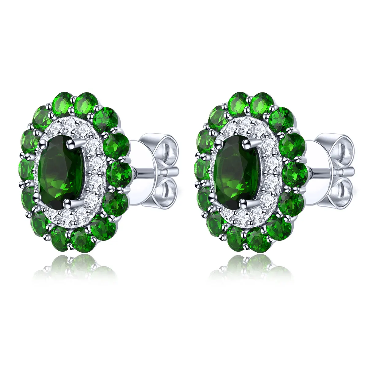

Серьги-гвоздики из стерлингового серебра с натуральным зеленым диопсидом, 4 карата, натуральный драгоценный камень, S925, изысканные ювелирные изделия, классические романтические подарки на день рождения