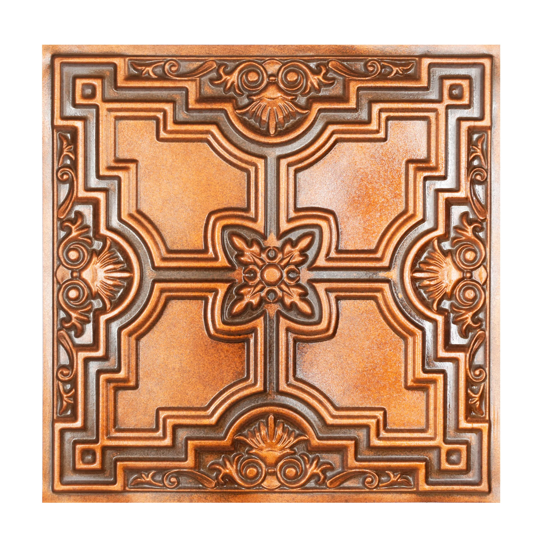 Tin Ceiling Tiles 24x24 Nail up Easy to Install PVC Panels Rustic Accent Wall Décor for Cafe Club 10pcs/lot PL16 Archaic copper