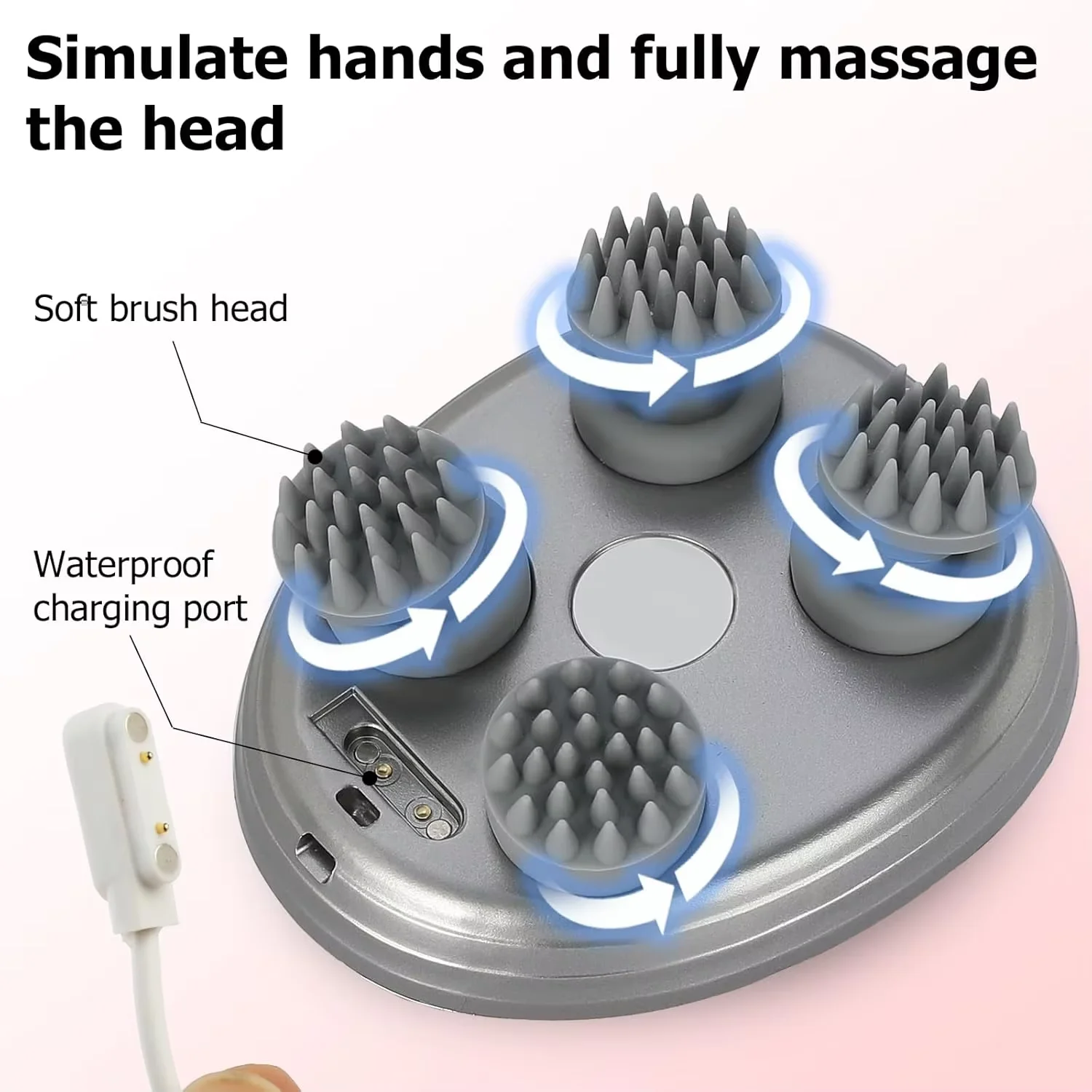 Hand-held portable bionic massage head of electric scalp massager for relieve pressure, universal relaxation, charging type hous