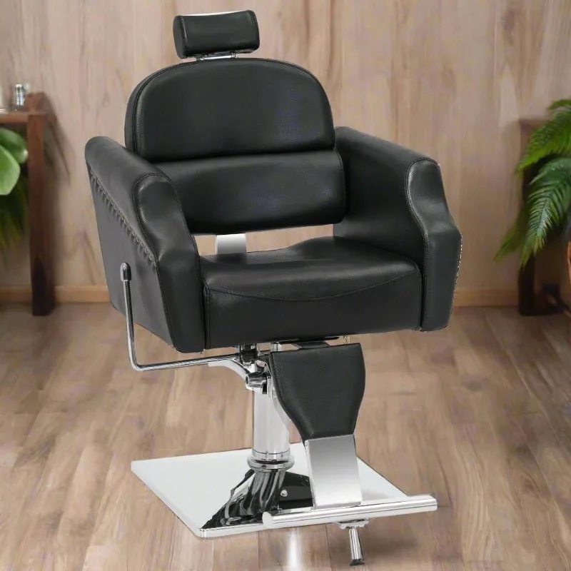 Classic Recliner Leathern Barber Chair Antique Heavy Duty Hair Spa Salon Styling Beauty Equipment 3125