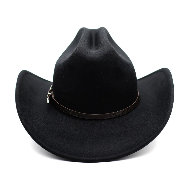 New Vintage Western Cowboy Hat For Men\'s Gentleman Lady Jazz Cowgirl With Leather Wide Brim Cloche Church Sombrero Hombre Caps