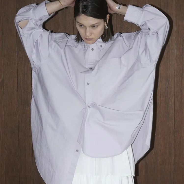 

SuperAen 2024 Spring Japanese Fashion Loose Cotton Vintage Long Shirt Womens Tops