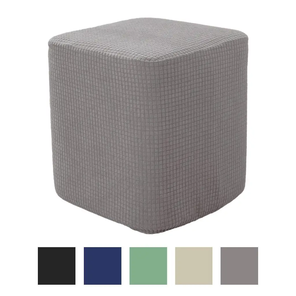 Jacquard Polyester Square Ottoman Covers Footstool Slipcover Replacement