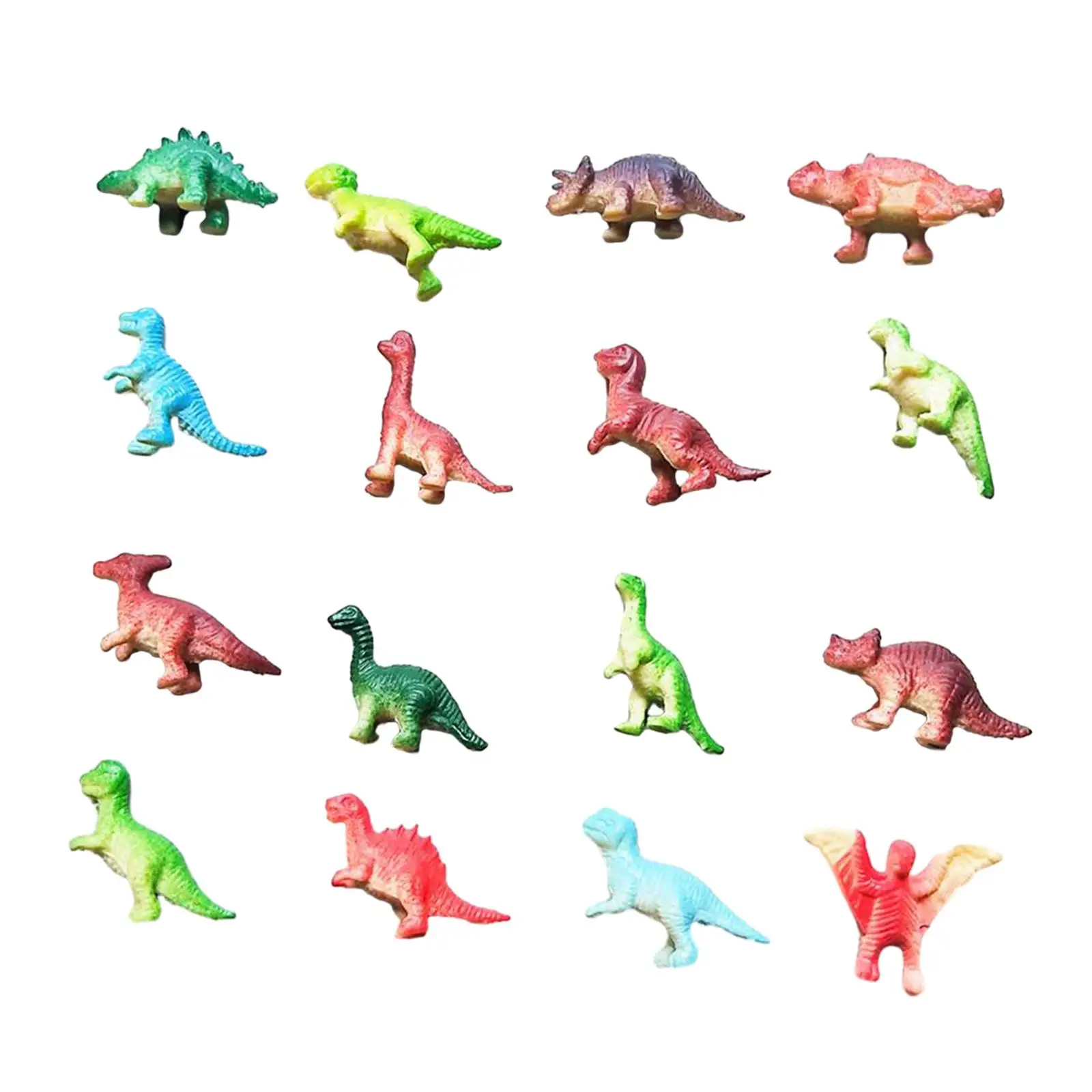 16Pcs Mini Dinosaur Toy Set Birthday Cake Supplies Bulk Toys Small Dino Toy for