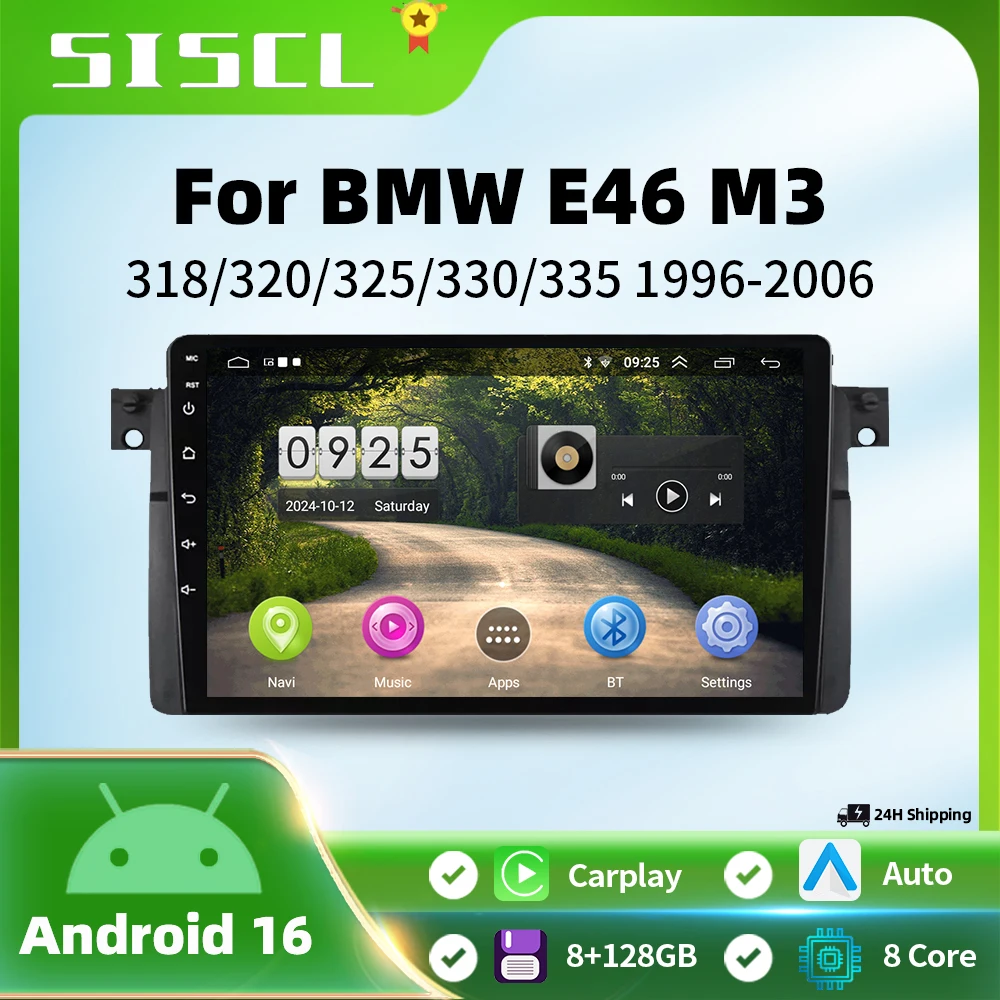 

Android 16 Car Radio For BMW E46 M3 318 320 325 330 335 1998-2006 Multimedia Video Player 2Din GPS Navigation Carplay Head unit