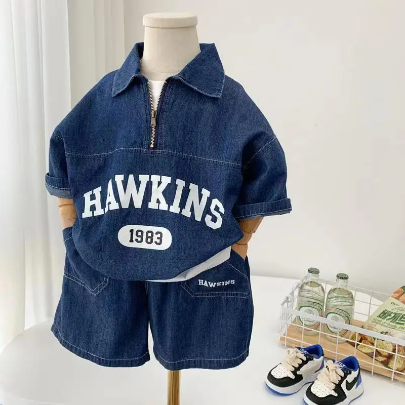 

Kids Boys Denim Suit Clothes Summer Children Fashion Girls Denim Suit T-Shirt Shorts 2pcs/sets Casual Outfits Tracksuit 0-5Years