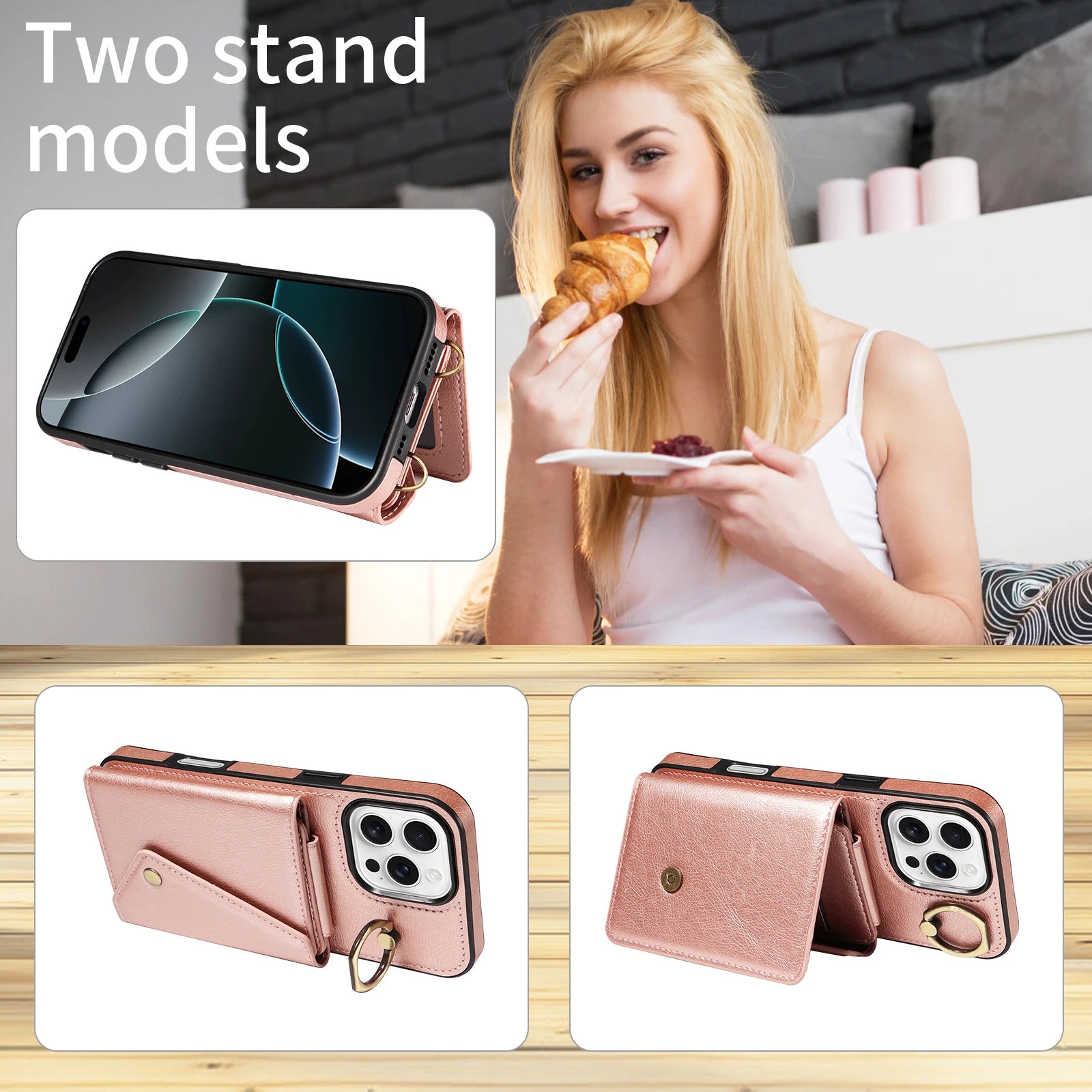 

YIKAYU Mobile Leather Pocket Cover Skin Stand Card Holder Wallet Phone Case For iPhone X XS XR 11 12 13 14 15 Plus 16 Pro Max