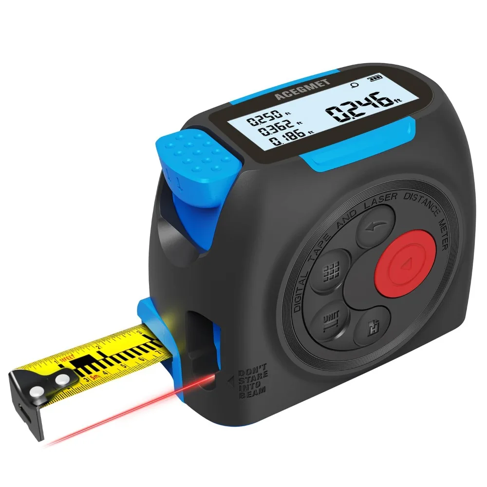 

Digital Tape Measure, 131Ft Laser & 16Ft Measuring Tape with Instant Readout, Unit Switching and Pythagorean Mode