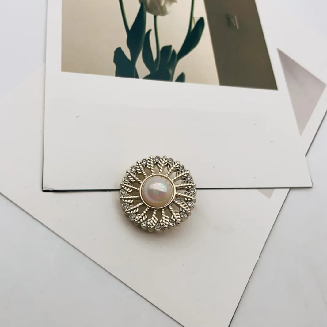 6PCS New Small Hollow Pearl Flowers Metal Button DIY Shanked Shirt Sweater Decorative Button