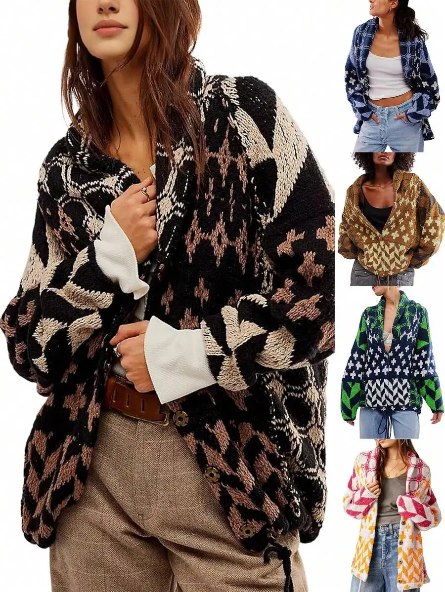 

Oversized Button Down Shawl Collar Knit Cardigan Sweater Cozy Open Front Fall Fashion