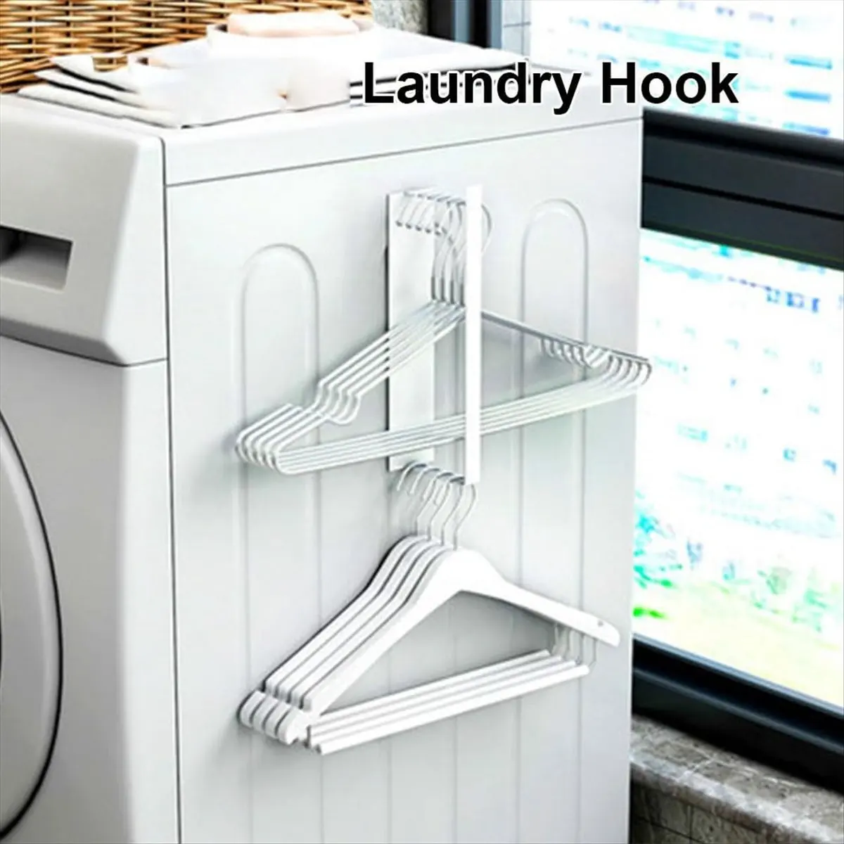 

ABNH Magnetic Clothes Hanger Dryer Side Hanger, Laundry Room Organization and Storage Hanger Rod Rack