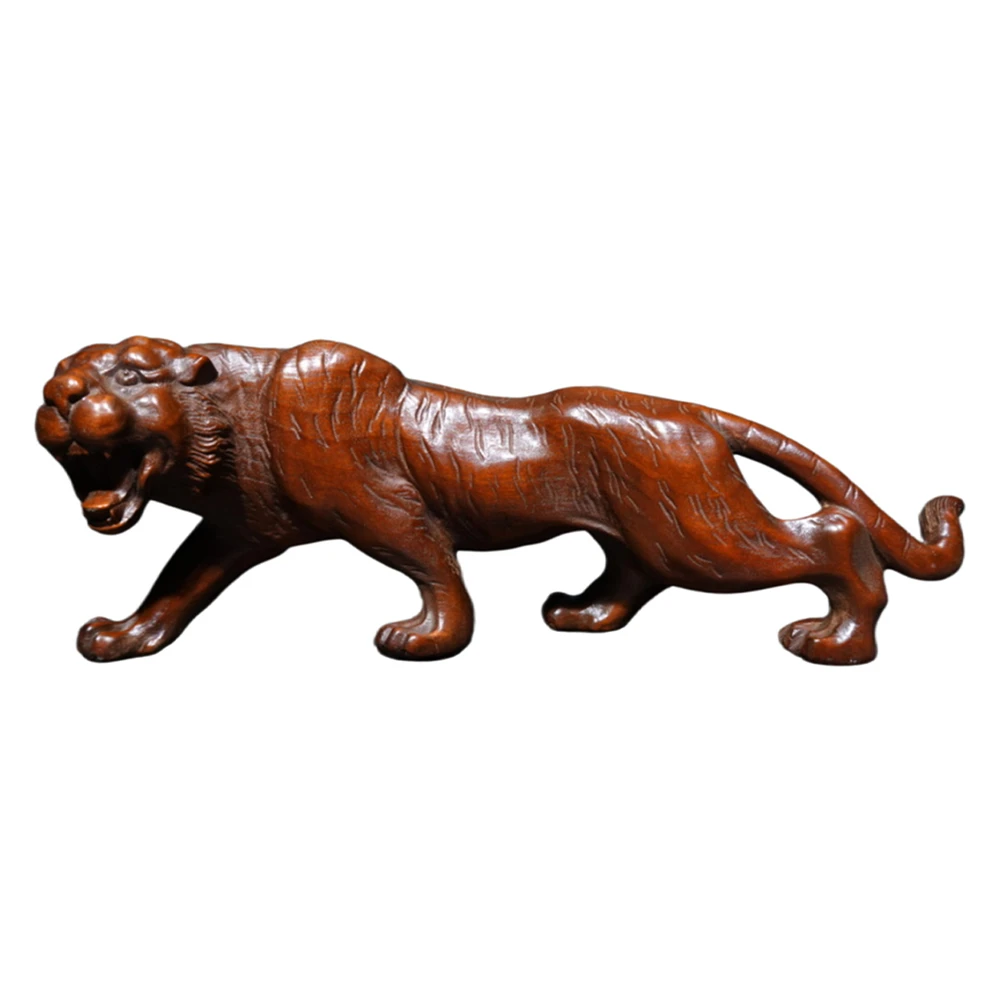 Wooden Animal Sculpture Carved Figurine Oriental Chinese Traditional Artisan Solid Protection Courage Power Peace Prosperity