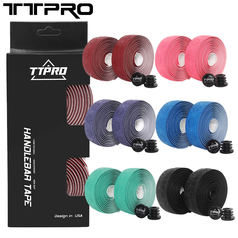 TTPRO Road Bike Handlebar Tape Snowflake Shape Anti-slip PU EVA Bicycle Bar Tapes with Bar End Plugs Cycling Protective Strap