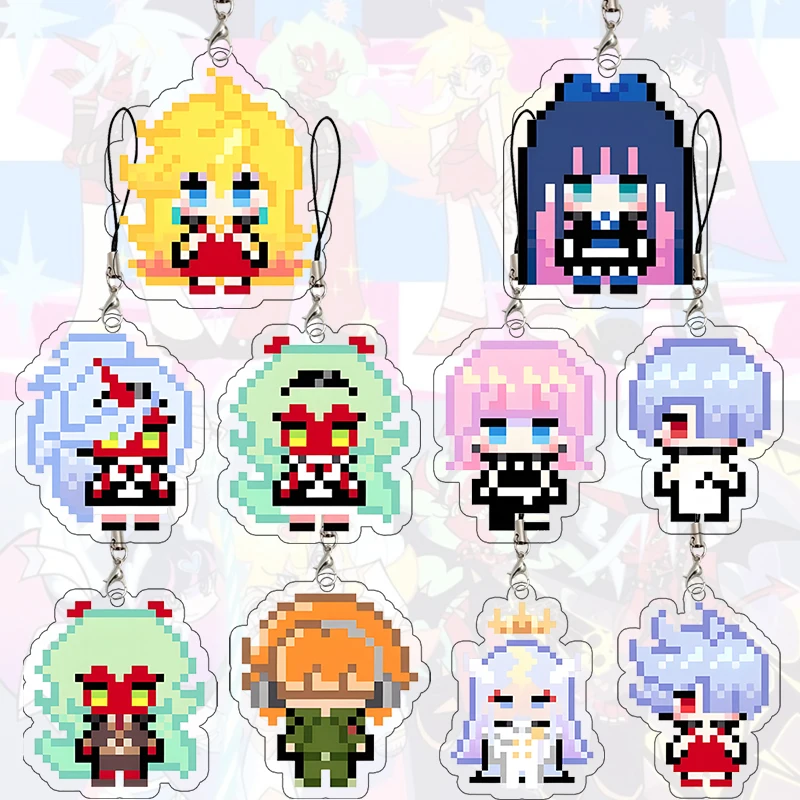 Pixel Panty Stocking with Garterbelt Phone Straps Key Charms Cosplay Props Bag Accessories Scanty Cartoon Pendant Festival Gift