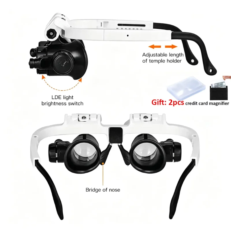 8X 15X 23X Adjustable LED Light Head-Mounted Magnifying Glass Jeweler Headband Magnifier Watch Repair Head Eye Loupe Lenses