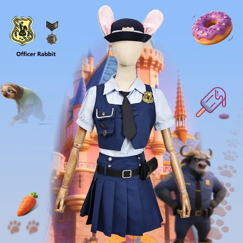 Judy Hopps Cosplay-Kleid Zootopia Hasen-Kostüm für Frauen Karnevals-Party-Outfit Polizei-Häschen Halloween Cosplay Premium Rollenspiel