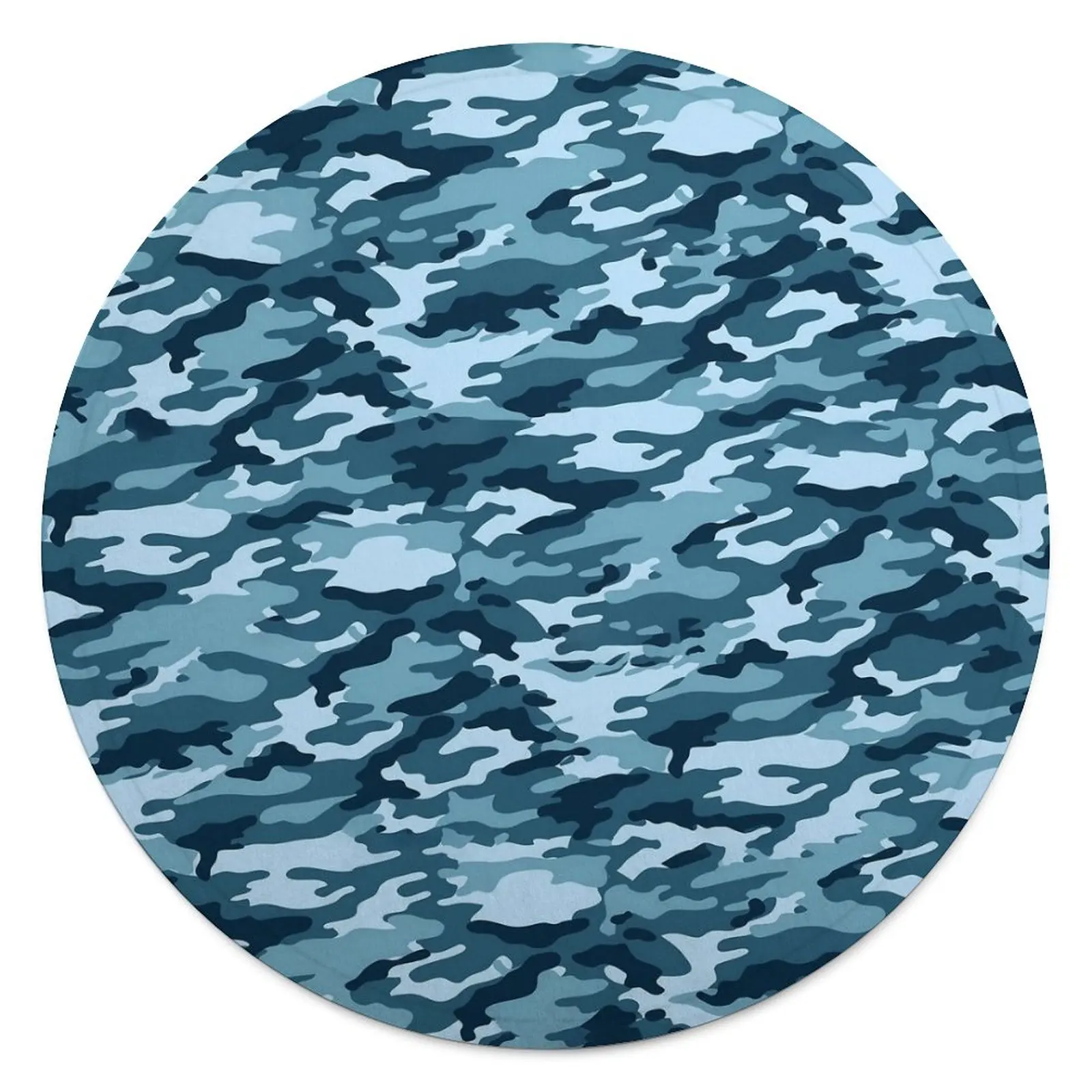 Soft Durable Round Blankets Camping Blue Camo Throw Blanket Camouflage Print Flannel Bedspread Living Room Cute Sofa Bed Cover