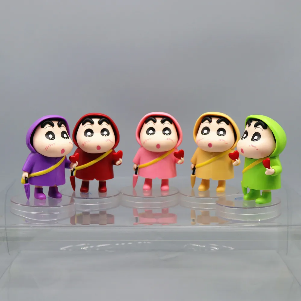 1Pcs Random Style Anime Crayon Shin-chan Cos raincoat series cross-dress kawaii Q Version Action Figures PVC Model Statue toys