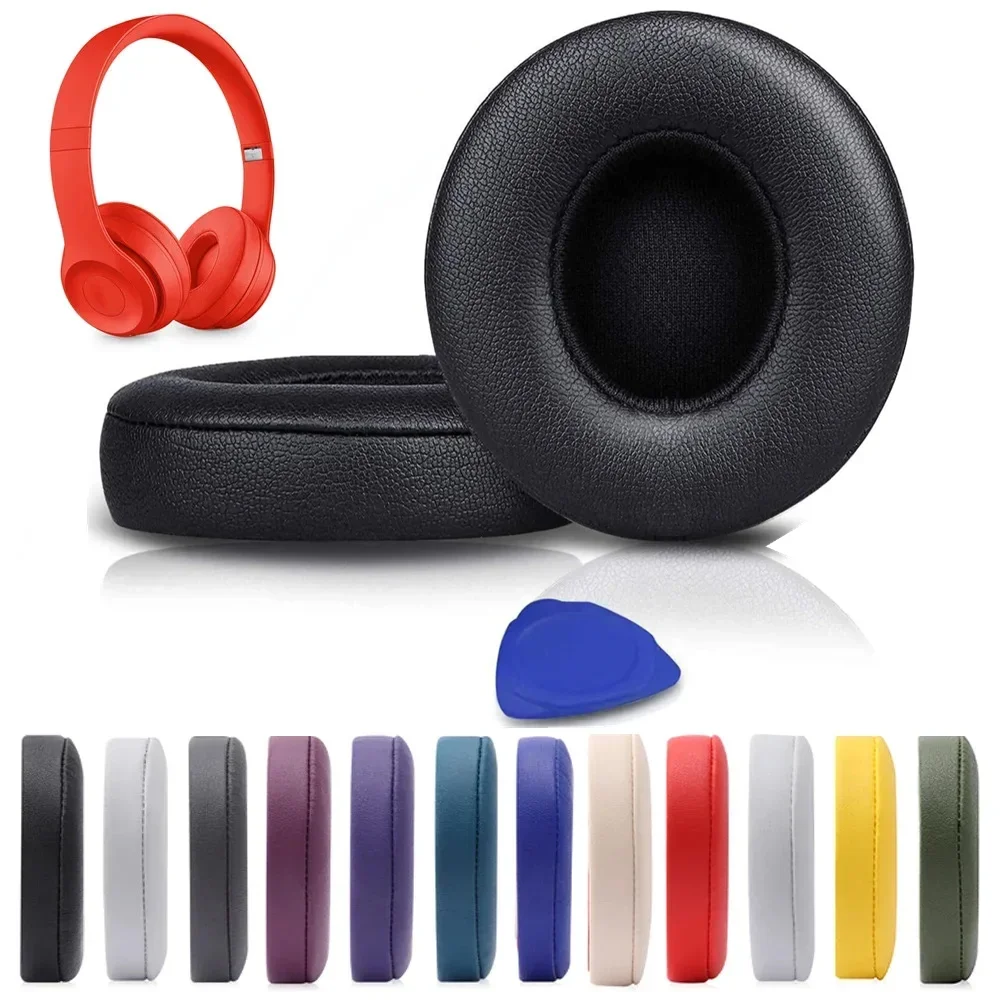 2Pcs Protein Leather Ear Pads, Replacement Ear Covers Cushions for Beats Solo 2 & Solo 3 Wireless Headphones Earpads Earmuffs