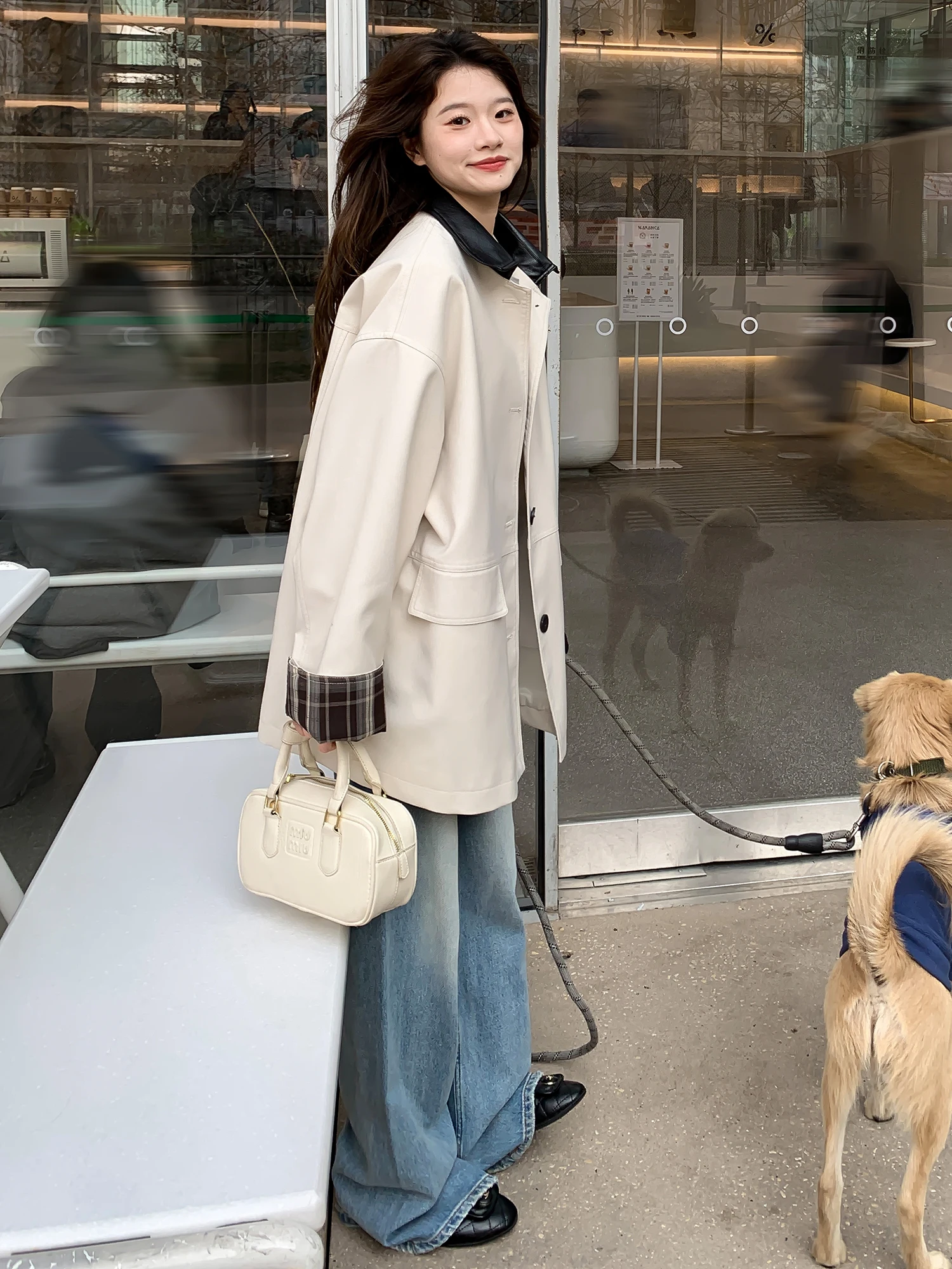 

MI белое пальто с воротником-стойкой OL Sle для поездок на работу, женское модное весенне-осеннее новое поступление, пальто премиум-класса в корейском стиле