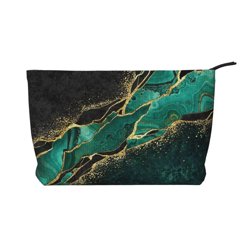 Green Gold Marble Print Toiletry Bag Women Travel Cosmetic Makeup Organizer Lady Portable Storage Dopp Kit Case