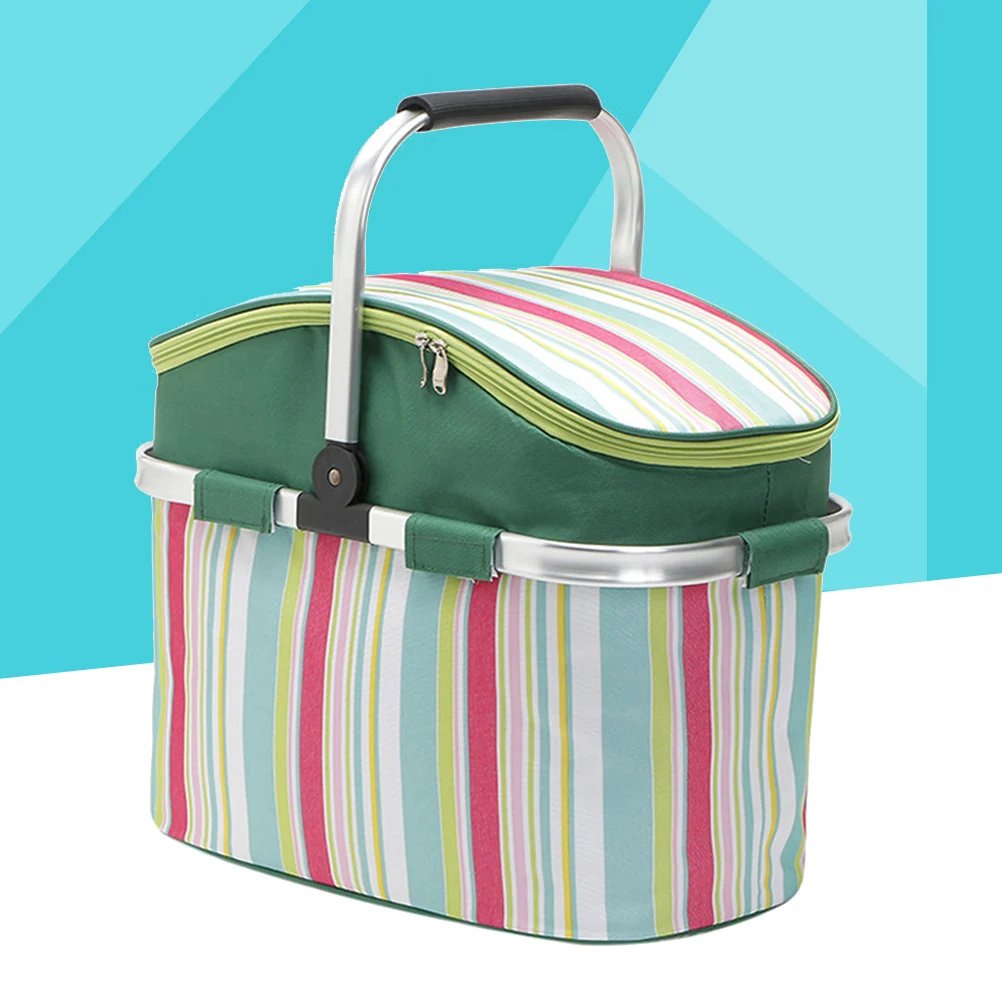 

Insulated Picnic Basket 26L Collapsible Cooler Bag Lunch Tote Portable Storage For BBQ Camping Hiking Beach Travel Outdoor