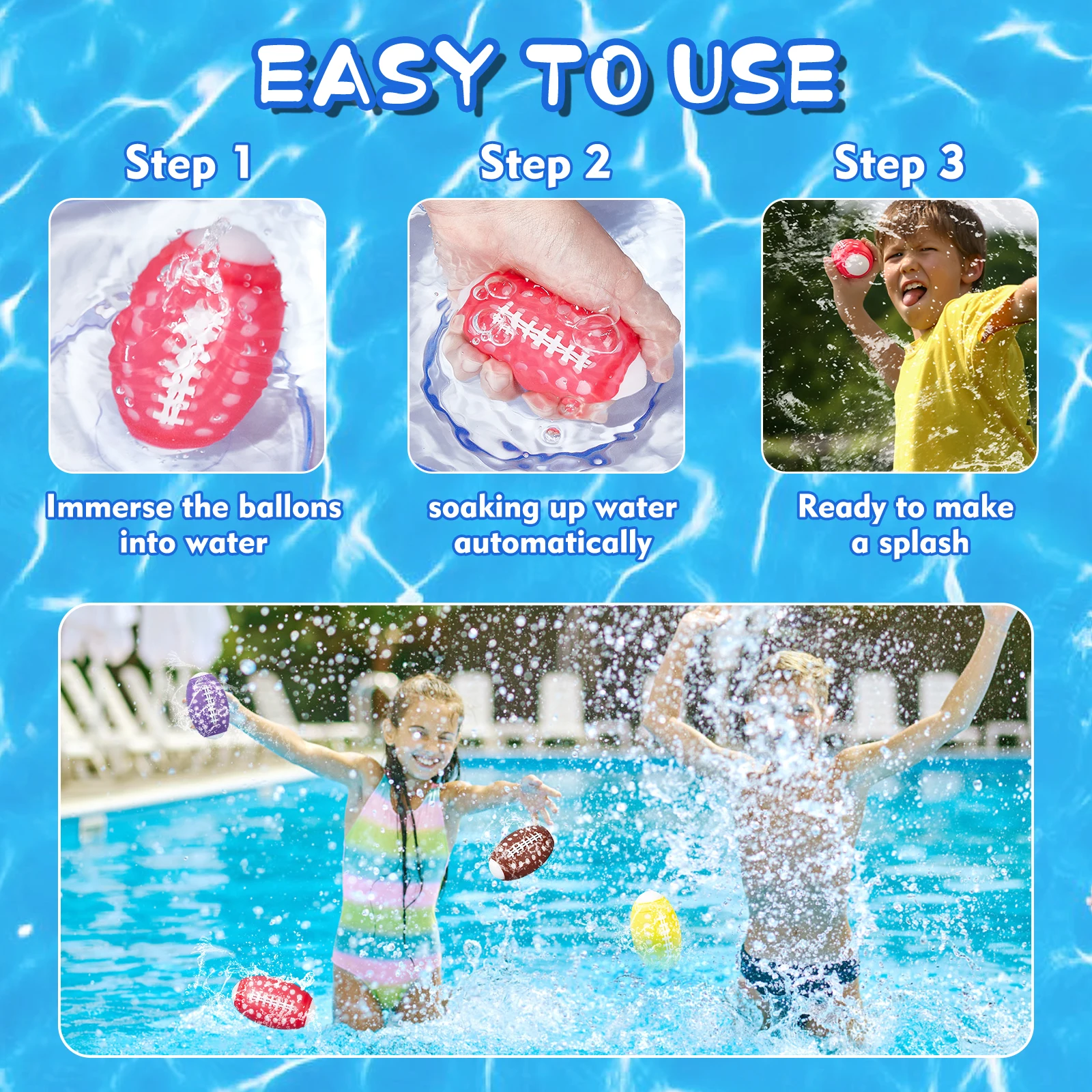 6 pçs bolas de água de silicone não magnéticas para absorção de água praia piscina gramado esportes aquáticos brinquedos bombas de água felizes