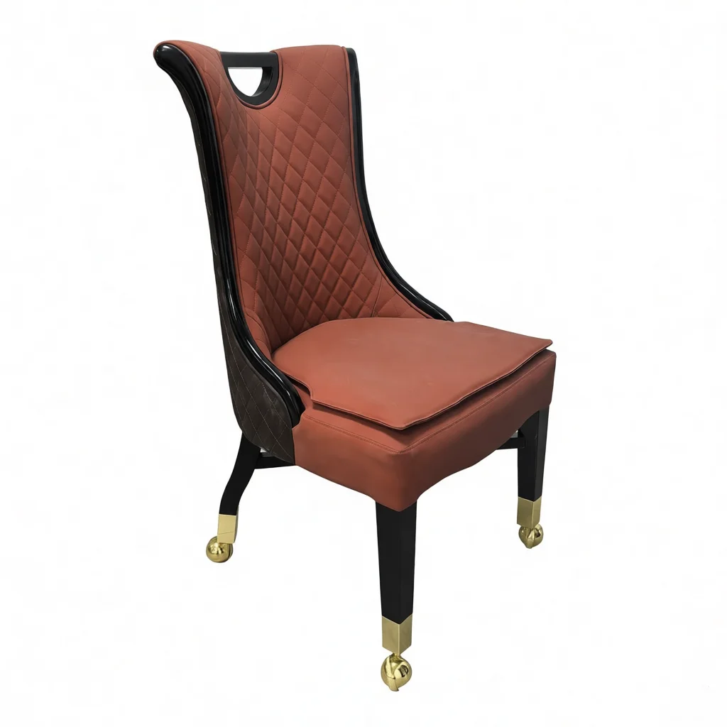 #Luxury Postmodern Commercial Casino Chair High Back Leather Hotel Wooden Stable Frame Modern Chair with Rolling Wheels