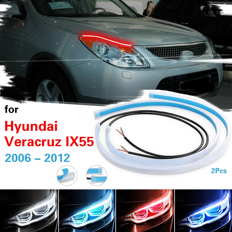 For Hyundai Veracruz IX55 2006-2012 Car Daytime Running Light For Cars LED Lighting Strip Turn Signal Lamp Auto Headlight 12V