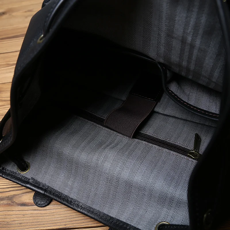 NZPJ Herren-Rucksack aus echtem Leder, lässige Herrentasche, natürliches Rindsleder, Büchertasche, Laptop-Computertasche, Rucksack mit großer Kapazität – Detail 15